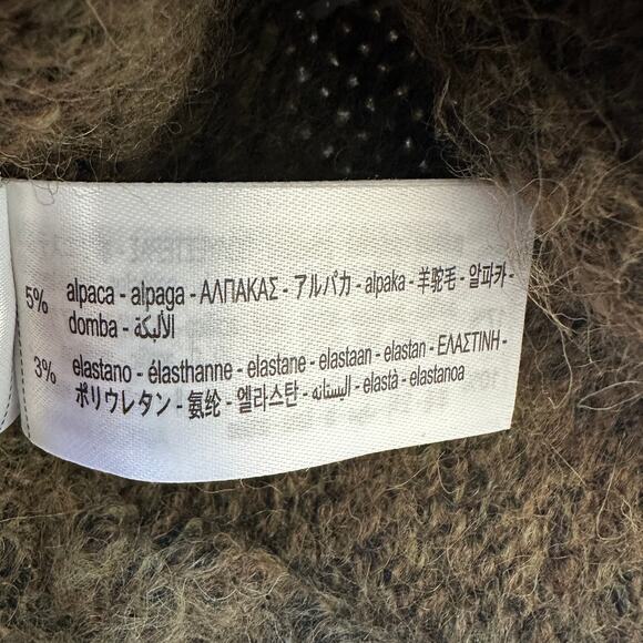 Zara Alpaca Wool Blend Cropped Relaxed Turtleneck Sweater Olive Green L - Picture 8 of 9